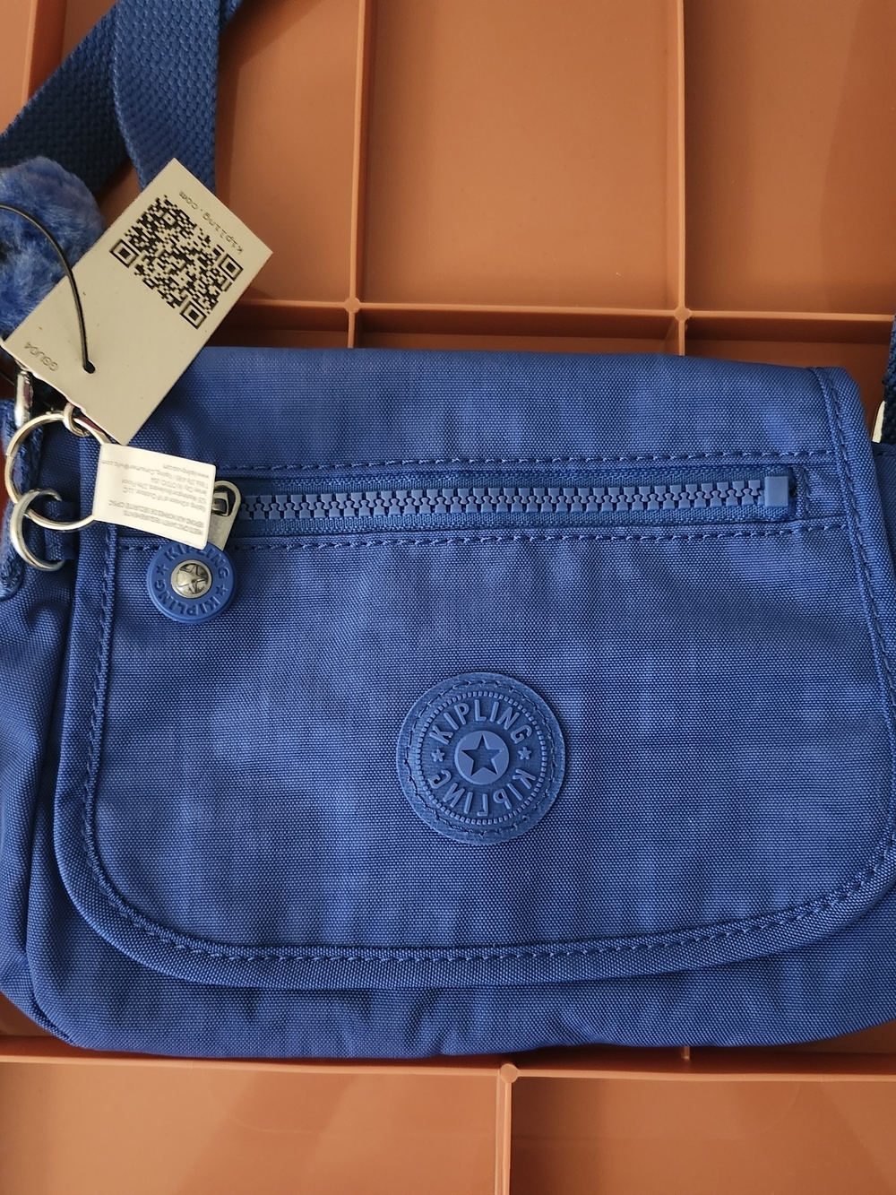 Kipling Royal Blue Crossbody Bag with Zip Front Pocket